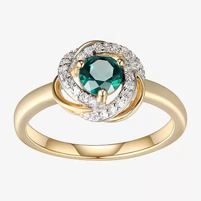 Fine Jewelry Womens Lab Created Green Quartz 18k Gold Over Silver Knot Cocktail Ring In Transparent