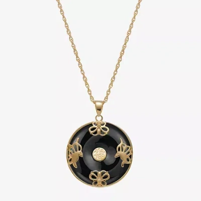 Fine Jewelry Womens Genuine Black Agate 18k Gold Over Silver 18 Inch Pendant Necklace In Transparent