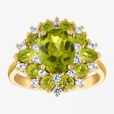 Fine Jewelry Womens Genuine Green Peridot 14k Gold Over Silver Cocktail Ring In Green