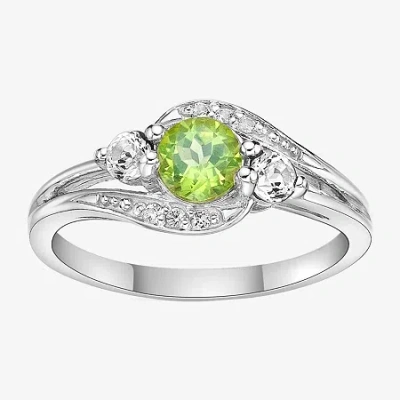 Fine Jewelry Womens Genuine Green Peridot Sterling Silver Round Cocktail Ring In Green