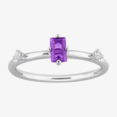 Fine Jewelry Womens Genuine Purple Amethyst Sterling Silver Stackable Ring In Purple