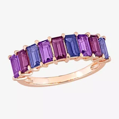 Fine Jewelry Womens Genuine Multi Color 18k Rose Gold Over Silver Stackable Ring In Transparent