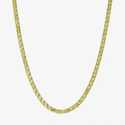 Fine Jewelry Womens Green Peridot 18k Gold Over Silver Tennis Necklace In Transparent