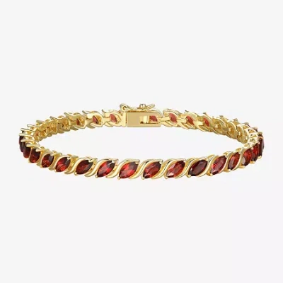 Fine Jewelry Womens Genuine Red Garnet 18k Gold Over Silver Tennis Bracelet In Transparent