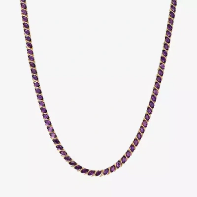 Fine Jewelry Womens Purple Amethyst 18k Gold Over Silver Tennis Necklace In Transparent