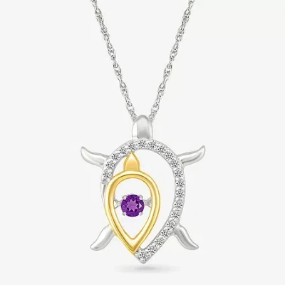 Fine Jewelry Turtle Womens Genuine Purple Amethyst 10k Gold Sterling Silver 18 Inch Pendant Necklace In Transparent