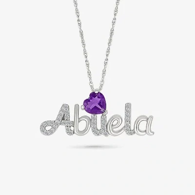 Fine Jewelry Abuela Womens Genuine Purple Amethyst Sterling Silver Heart 18 Inch Pendant Necklace In Transparent