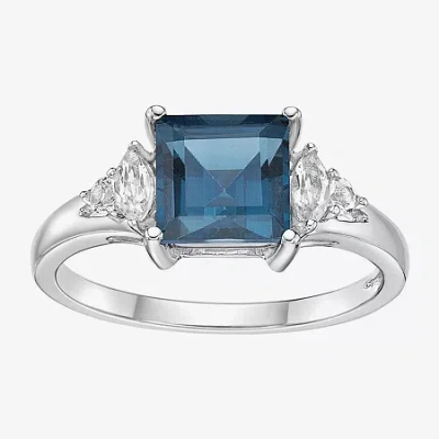 Fine Jewelry Womens Genuine Blue Topaz Sterling Silver Cocktail Ring In Blue