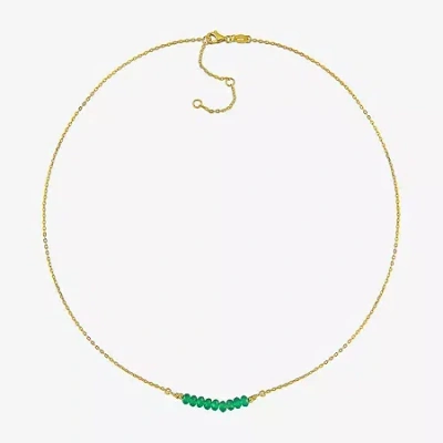 Fine Jewelry Womens Green Onyx 18k Gold Over Silver 16 1/2 Inch Beaded Necklace In Transparent