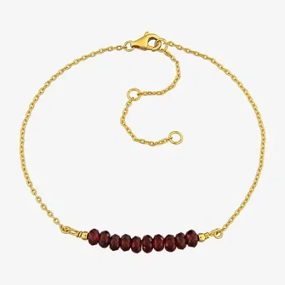 Fine Jewelry Womens Genuine Red Garnet 18k Gold Over Silver Beaded Bracelet In Transparent