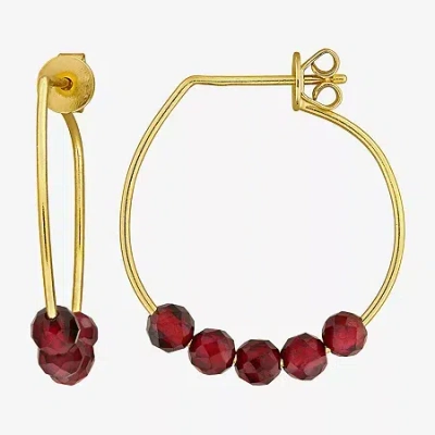 Fine Jewelry Womens Genuine Red Garnet 18k Gold Over Silver 26mm Hoop Earrings In Transparent