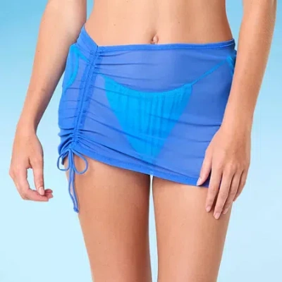 Decree Womens Neon Tie-dye Juniors Skirt Swimsuit Cover-up In Blue