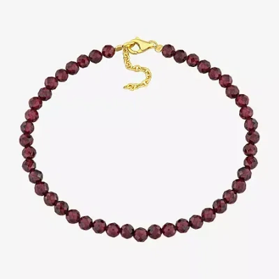 Fine Jewelry Womens Genuine Red Garnet 18k Gold Over Silver Beaded Bracelet In Transparent