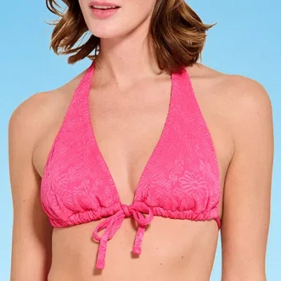Decree Textured Triangle Bikini Swimsuit Top Juniors In Pink