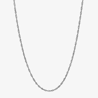 Fine Jewelry 14k White Gold 20" Sparkle Singapore Chain Necklace In Transparent