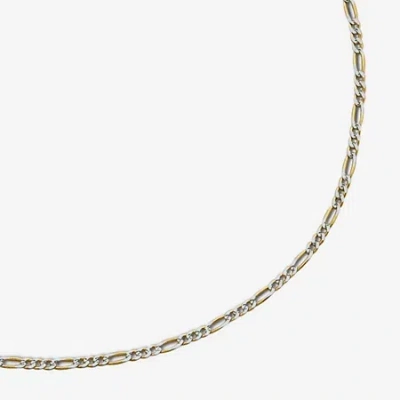Fine Jewelry 10k Gold Two-tone 18-20" Hollow Figaro Chain In Transparent
