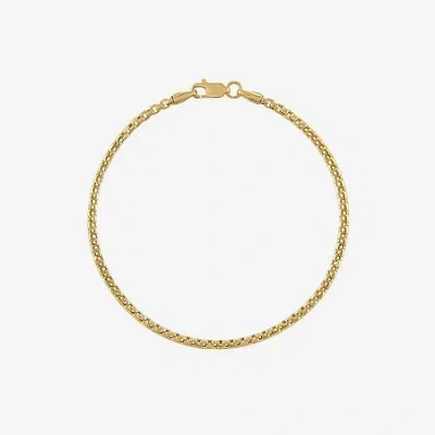Fine Jewelry Unisex Adult 14k Gold Solid Box Chain Bracelet In Transparent