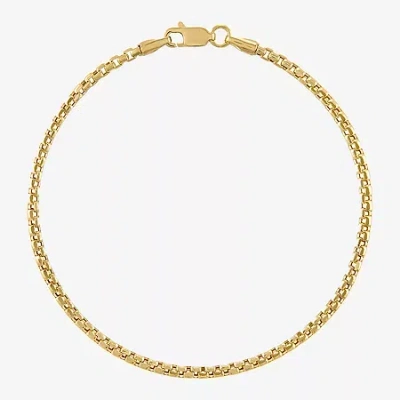 Fine Jewelry Unisex Adult 14k Gold Solid Box Chain Bracelet In Transparent