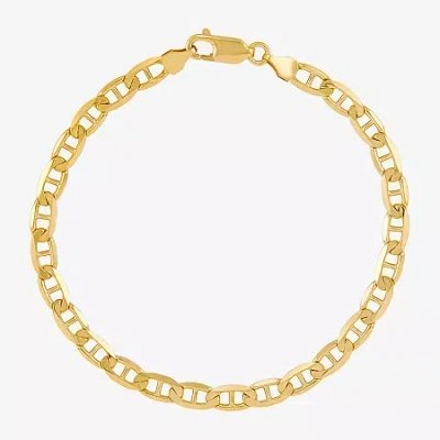 Fine Jewelry Mens 14k Gold 8 1/2 Inch Solid Link Chain Bracelet In Transparent