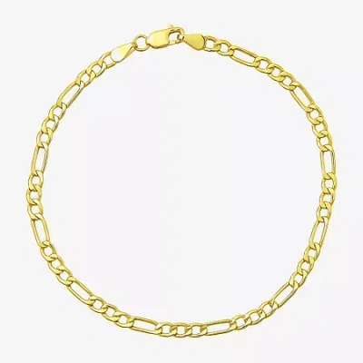 Fine Jewelry Made In Italy Unisex Adult 10k Gold 7.5 Inch Semisolid Figaro Chain Bracelet In Transparent
