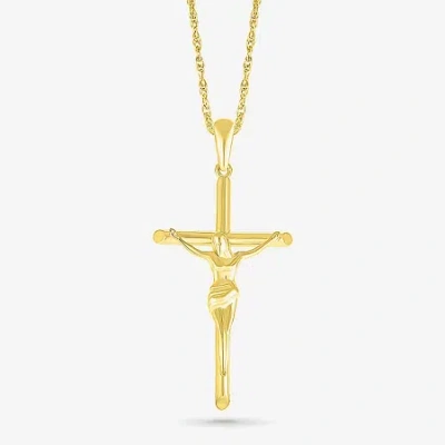 Fine Jewelry Womens 10k Gold Cross 18 Inch Pendant Necklace In Transparent