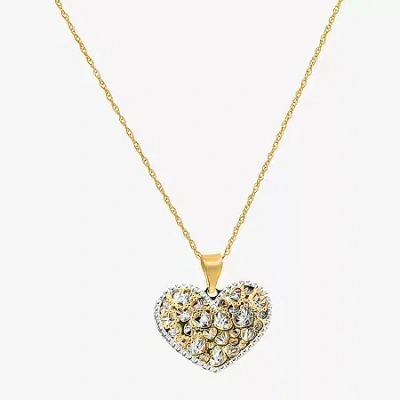 Fine Jewelry Made In Italy Womens 14k Gold Heart 18 Inch Pendant Necklace In Transparent