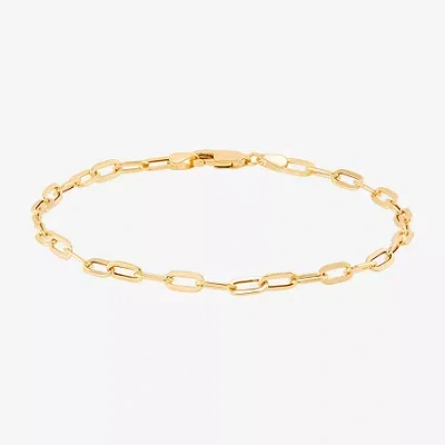 Fine Jewelry Made In Italy Womens 10k Gold 7 Inch Hollow Paperclip Chain Bracelet In Transparent