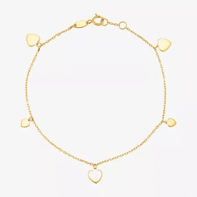 Fine Jewelry Gold Addiction Womens 10k Gold Heart Charm Bracelet In Yellow