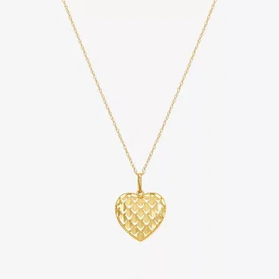 Fine Jewelry Womens 10k Gold Heart 18 Inch Pendant Necklace In Yellow
