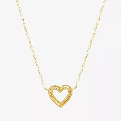 Fine Jewelry Womens 10k Gold Heart 16 Inch Pendant Necklace In Yellow