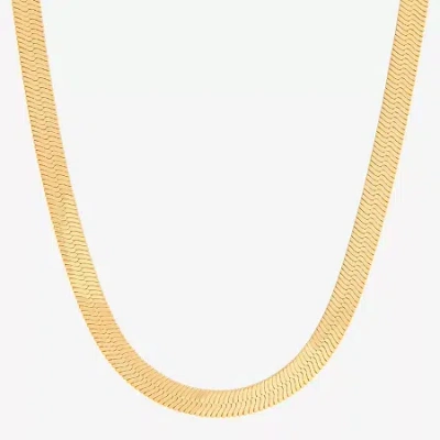 Fine Jewelry Bonded Brilliance Womens 14k Gold Over Silver 18 Inch Herringbone Chain Necklace In Yellow