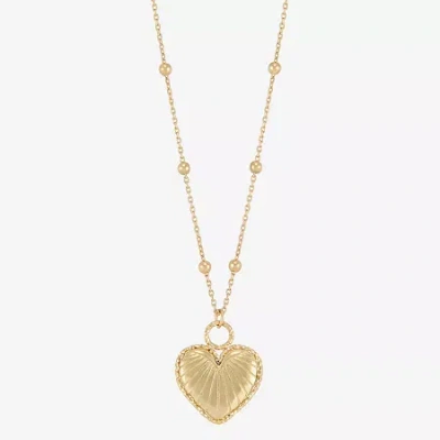 Fine Jewelry Mia Oro Womens 14k Gold Heart 18 Inch Pendant Necklace In Transparent