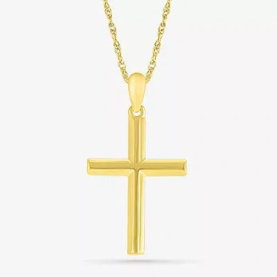 Fine Jewelry Womens 10k Gold Cross 18 Inch Pendant Necklace In Transparent