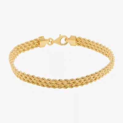 Fine Jewelry Made In Italy Womens 14k Gold 7.5 Inch Hollow Rope Chain Bracelet In Yellow