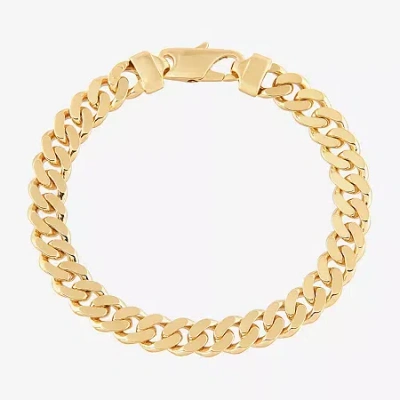 Fine Jewelry Unisex Adult 14k Gold 8 1/2 Inch Solid Link Chain Bracelet In Transparent