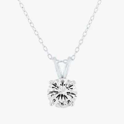 Fine Jewelry Yes Please! Womens Lab Created White Sapphire Sterling Silver Pendant Necklace In White