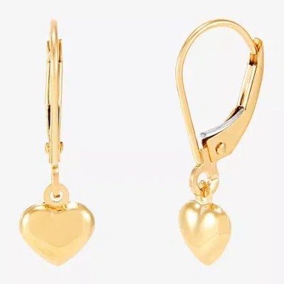 Fine Jewelry Womens 14k Gold Heart Drop Earrings In Transparent