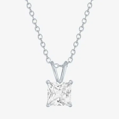 Fine Jewelry Yes Please! Womens Lab Created White Sapphire Sterling Silver Pendant Necklace In White