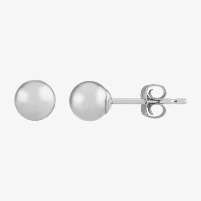Fine Jewelry 14k White Gold 4mm Ball Stud Earrings In Transparent