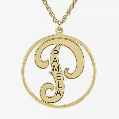 Fine Jewelry Personalized 25mm Initial And Name Circle Pendant Necklace In Yellow