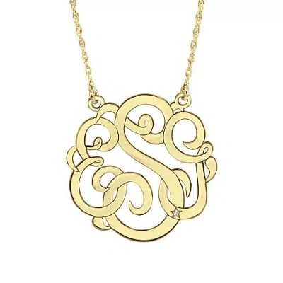 Fine Jewelry Personalized 30mm Diamond-accent Monogram Initial Pendant Necklace In Yellow