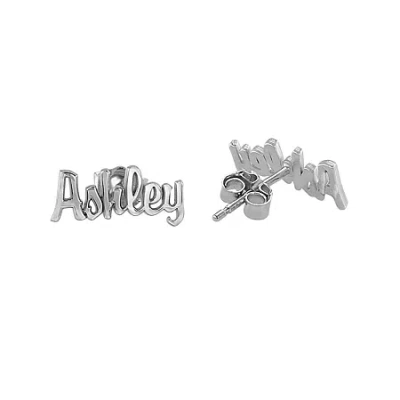 Fine Jewelry Personalized Name Script Earrings In White