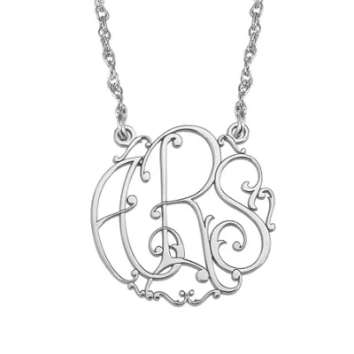 Fine Jewelry Personalized 20mm Ivy Monogram Initials Pendant Necklace In White
