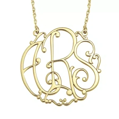 Fine Jewelry Personalized 30mm Ivy Monogram Initials Pendant Necklace In Yellow