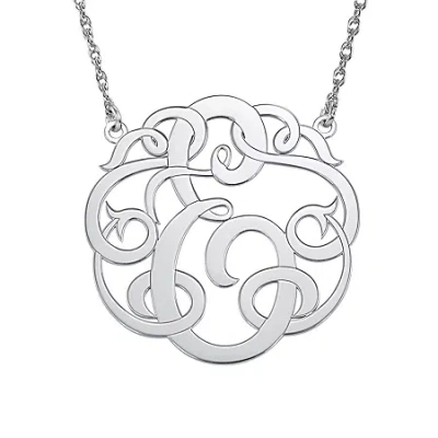 Fine Jewelry Personalized 25mm Ribbon-style Initial Pendant Necklace In White