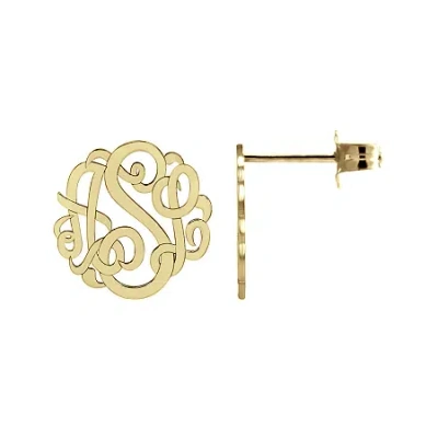Fine Jewelry Personalized 10mm Script Monogram Earrings In Yellow
