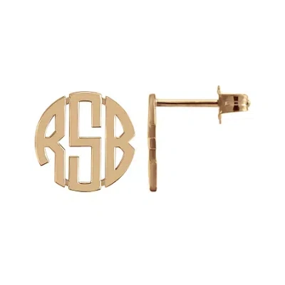 Fine Jewelry Personalized 10mm Block Monogram Earrings In Pink