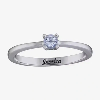 Fine Jewelry Personalized Girls Round Birthstone Ring In Metallic