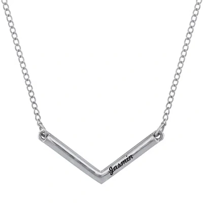 Fine Jewelry Personalized V-shaped Engraved Necklace In White