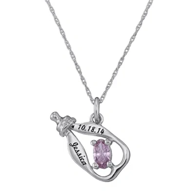 Fine Jewelry Personalized Girls Birthstone Bottle Pendant Necklace In Metallic